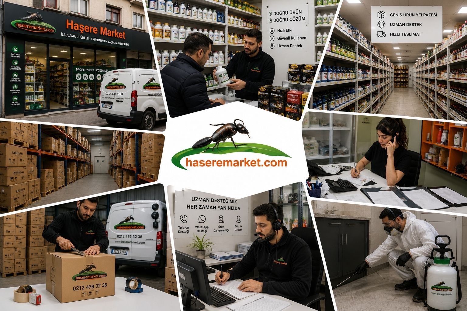 Haşere Market ürün, hizmet ve uzmanlık kolajı